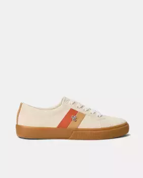 Женские кожаные кроссовки Janson II с полосками по бокам Lauren Ralph Lauren, бежевый