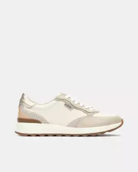 Женские кожаные кроссовки кремового цвета Pikolinos, натуральный