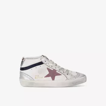Женские кожаные кроссовки midstar 11922 средней высоты с вышитыми звездами Golden Goose, белый