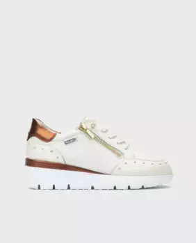 Женские кожаные кроссовки на очень легкой подошве и стельке из пены с эффектом памяти белого цвета Pikolinos