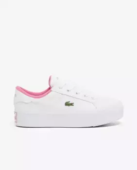 Женские кожаные кроссовки на платформе Ziane белого цвета Lacoste