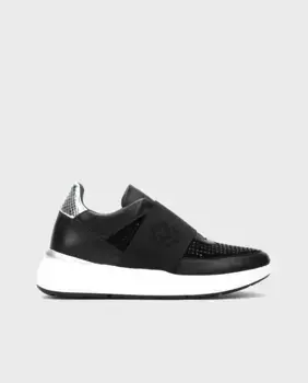 Женские кожаные кроссовки на резинке черного цвета Martinelli, черный