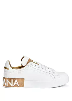 Женские кожаные кроссовки portofino из белого золота Dolce&Gabbana