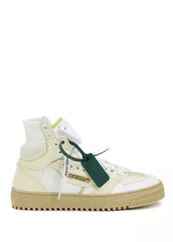 Женские кожаные кроссовки с бело-кремовым логотипом Off-White