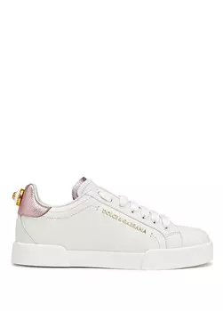 Женские кожаные кроссовки с белым логотипом Dolce&Gabbana