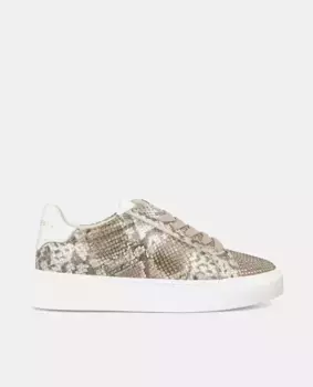 Женские кожаные кроссовки с деталями из стразов Alma en Pena, бежевый