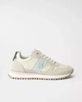 Женские кожаные кроссовки с джинсовой деталью Salsa Jeans, бежевый