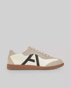 Женские кожаные кроссовки с кожаной застежкой на шнуровке с логотипом Adolfo Dominguez, бежевый