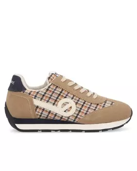 Женские кожаные кроссовки с принтом «тартан» No Name, коричневый