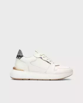 Женские кожаные кроссовки со шнурками бежевого цвета Martinelli, бежевый