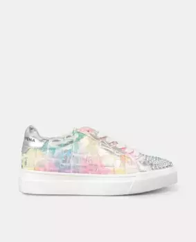 Женские кожаные кроссовки со стразами на носке Alma en Pena, мультиколор