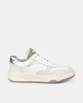 Женские кожаные кроссовки со стразами на язычке Alma en Pena, белый