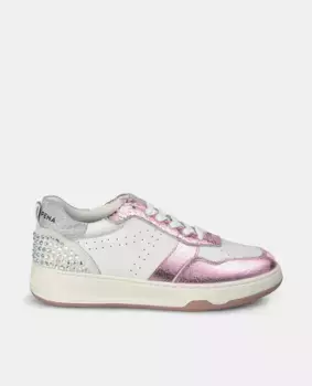 Женские кожаные кроссовки со стразами сзади Alma en Pena, розовый