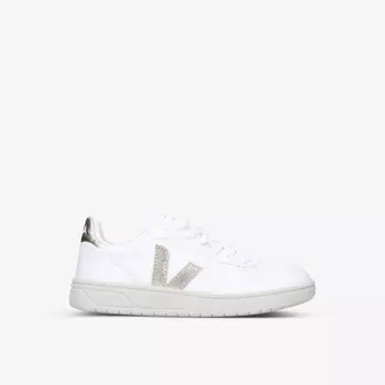 Женские кожаные кроссовки v-10 с вышитым логотипом Veja, белый