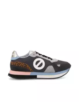 Женские кожаные кроссовки в стиле колор-блок с разноцветной зубчатой подошвой No Name, синий