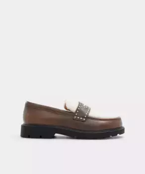 Женские кожаные лоферы с круглым носком Aldo, коричневый