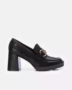 Женские кожаные мокасины на каблуке 8 см Carmela, черный
