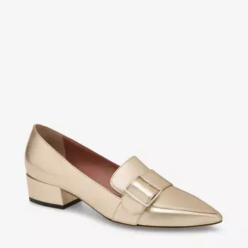 Женские кожаные мюли Bally Harumi 6223345 цвета шампанского с пряжкой, мультиколор