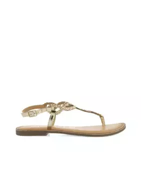 Женские кожаные плетеные босоножки на плоском носке Gioseppo, золотой