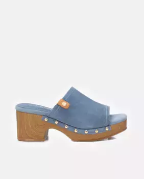 Женские кожаные сабо на резиновой подошве Carmela, синий