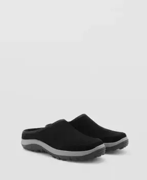 Женские кожаные сабо Track Sole MANGO, черный