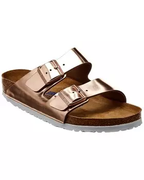 Женские кожаные сандалии Birkenstock Arizona с мягкой стелькой и металлизированной стелькой, желтый