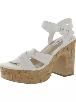 Женские кожаные сандалии Cacy на платформе с ремешком на щиколотке Steve Madden, цвет white leather