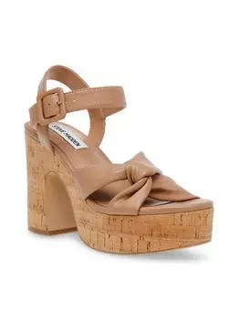 Женские кожаные сандалии Cacy на платформе с ремешком на щиколотке Steve Madden, цвет tan leather