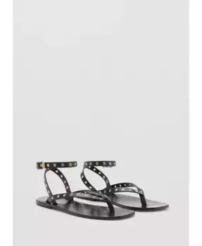 Женские кожаные сандалии Die-Cut Straps MANGO, черный