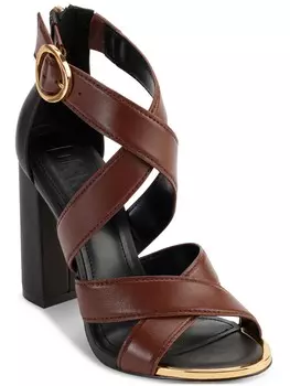Женские кожаные сандалии Emelen с ремешками на щиколотке DKNY, цвет Saddle/Espresso