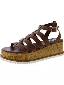 Женские кожаные сандалии-гладиаторы Kaydee Caged Steve Madden, цвет cognac leather