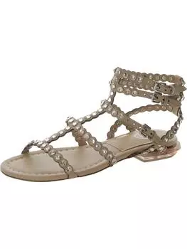 Женские кожаные сандалии-гладиаторы Sasha со стразами, цвет skin