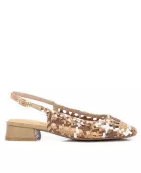 Женские кожаные сандалии-лодочки Carmela с плетением от XTI, коричневый/бежевый