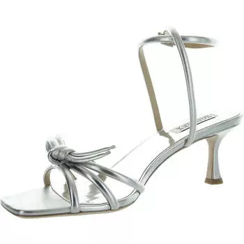 Женские кожаные сандалии Loyalty с ремешками на пятке Badgley Mischka, цвет silver metallic