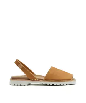 Женские кожаные сандалии меноркан на подошве цвета слоновой кости CASTELL MENORCA, цвет Marrn claro