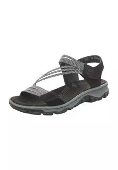 Женские кожаные сандалии на липучке rieker, цвет Schwarz Pazifik