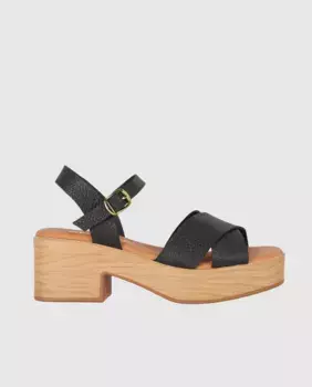 Женские кожаные сандалии на платформе с перекрещивающимися ремешками и квадратным носком Chika10, черный