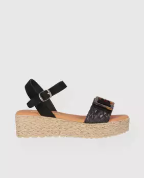 Женские кожаные сандалии на платформе с застежкой-пряжкой и плетеными деталями Chika10, черный