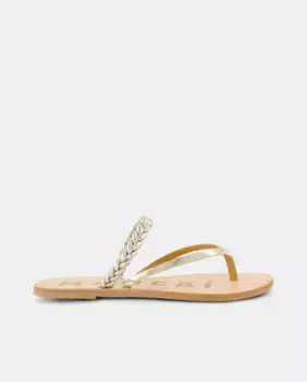 Женские кожаные сандалии на плоской подошве с плетеными ремешками Maneb, золотой