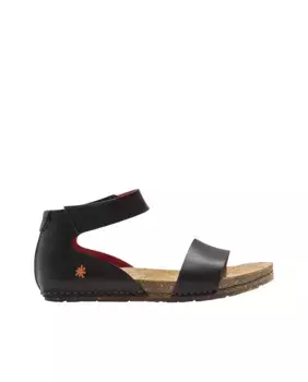 Женские кожаные сандалии на плоской подошве с самозастежкой Art, черный