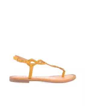 Женские кожаные сандалии на плоской подошве с кожаной и латексной стелькой Gioseppo, жёлтый