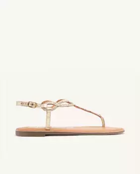 Женские кожаные сандалии на плоской подошве с кожаной и латексной стелькой Gioseppo, золото