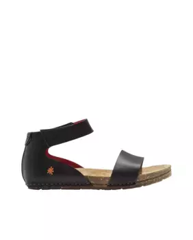 Женские кожаные сандалии на плоской подошве с самозастежкой Art, черный