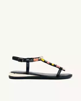 Женские кожаные сандалии на плоской подошве с декором и замшевой подошвой Gioseppo, мультиколор