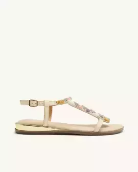 Женские кожаные сандалии на плоской подошве с декором и замшевой подошвой Gioseppo, сиреневый