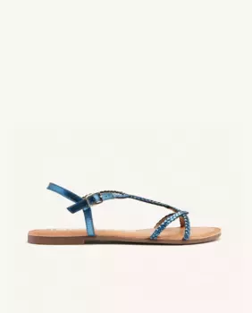 Женские кожаные сандалии на плоской подошве с застежкой-пряжкой на щиколотке Gioseppo, синий