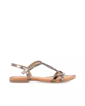 Женские кожаные сандалии на плоской подошве с ремешками и мягкой стелькой Gioseppo, темно-серый