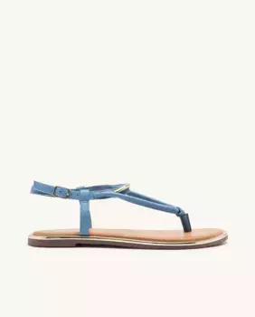 Женские кожаные сандалии на плоской подошве с металлическими вставками и регулируемой застежкой Gioseppo, синий