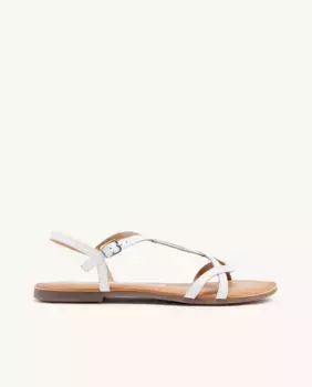 Женские кожаные сандалии на плоской подошве с застежкой-пряжкой на щиколотке Gioseppo, белый