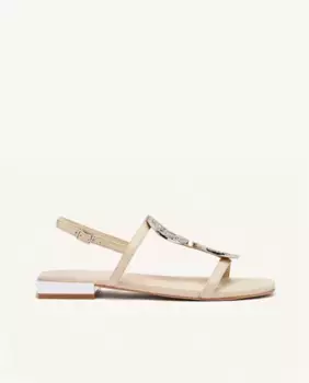 Женские кожаные сандалии на плоской подошве с металлическими украшениями и регулируемыми застежками Gioseppo, белый